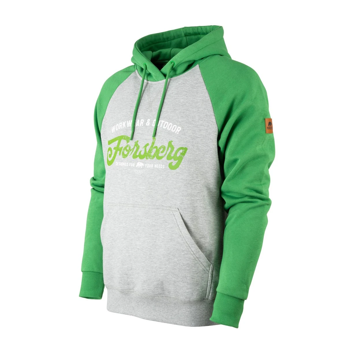 FORSBERG Tonigson Hoodie zweifarbig mit Retrologo FORSBERG Tonigson Hoodie Zweifarbig Mit Retrologo -Haix Shop 803236 430 Tonigson gruen uni hellgrau melange frontside 1